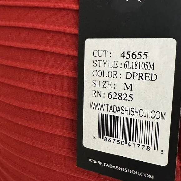 TADASHI SHOJI | NWT Red Sleeveless Pintuck Dress Sz M - Picture 7 of 7